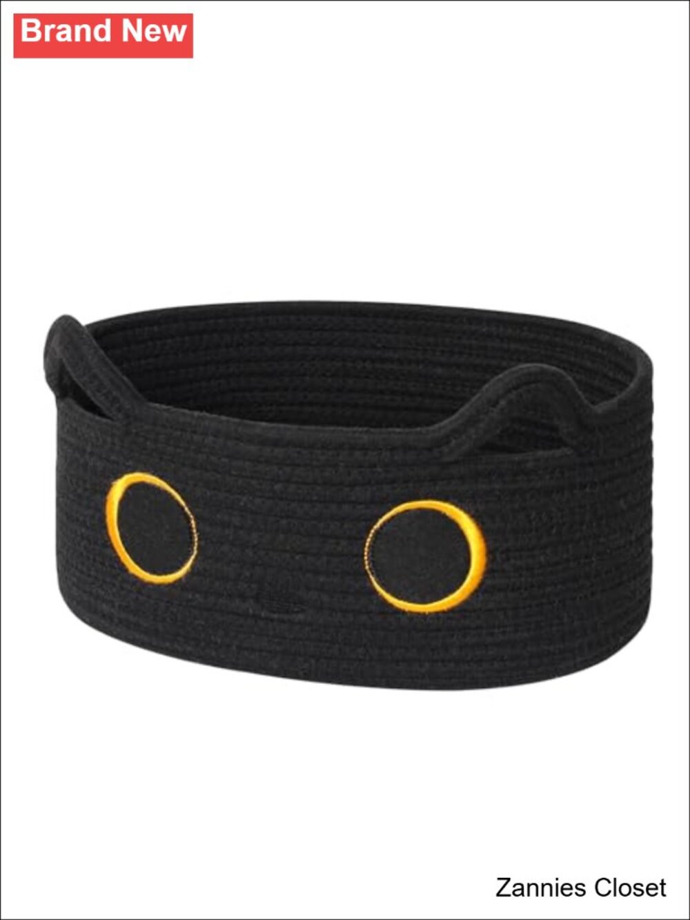 👻 Woven Cotton Rope Cat Toy Basket Small Storage Bin Embroidered Face
